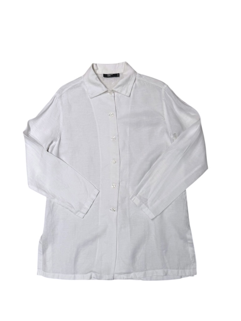 Philippe Adec Paris 100% Linen Button Up Shirt In White